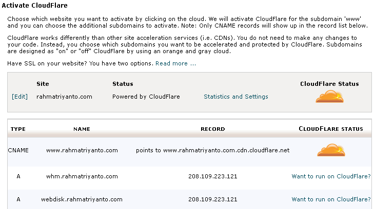 Setting Domain on CloudFlare Setting Domain on CloudFlare