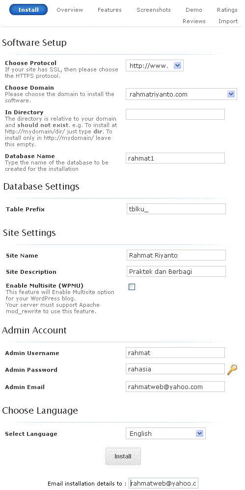 Mudah Install WordPress Mudah Install WordPress